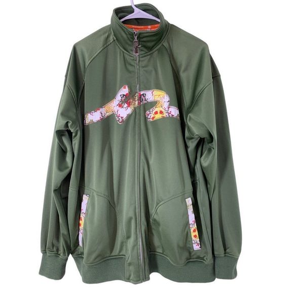 Mens Five Pointz Green Hip Hop Golf Jacket Sakura Stand Collar 2XL Full Zip 5292 - Picture 2 of 6